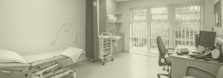Empty GP consultation room in a UK primary care practice, highlighting the impact of missed appointments and how Vela Medical Group supports practices facing high DNA rates.